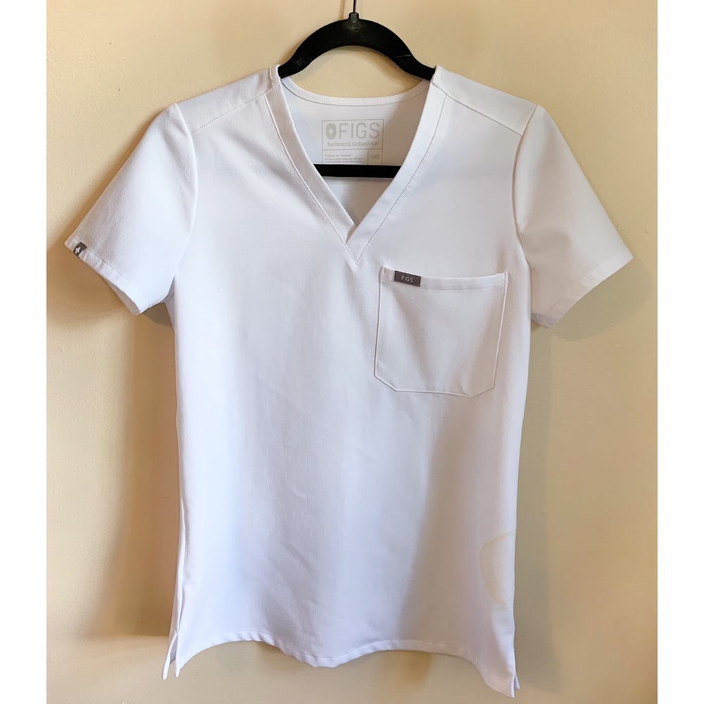 Women’s White FIGS Scrub Top